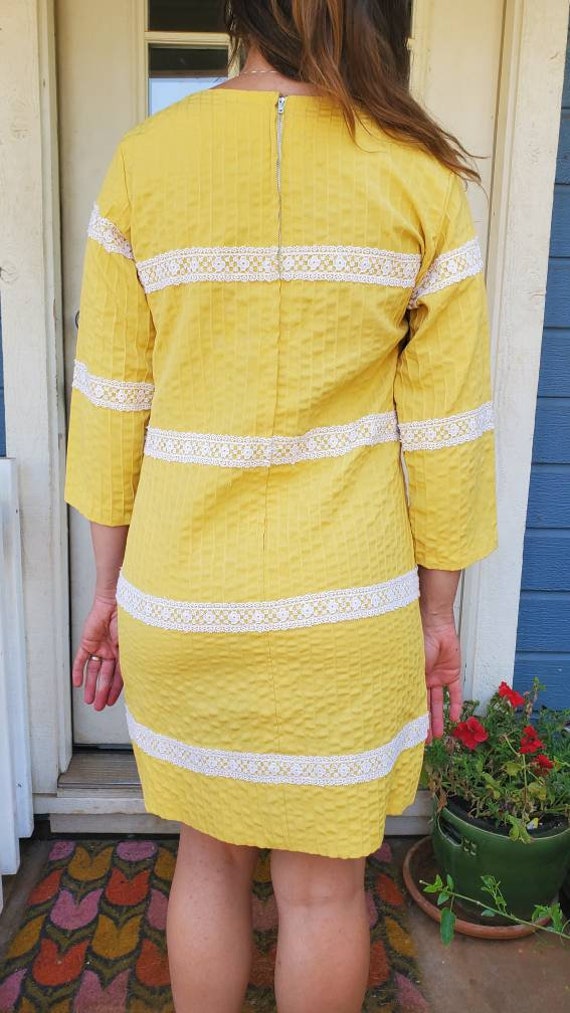 1960s yellow wiggle dress • small - image 6