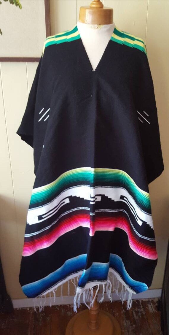 Mexican blanket poncho vintage ponchos Gem