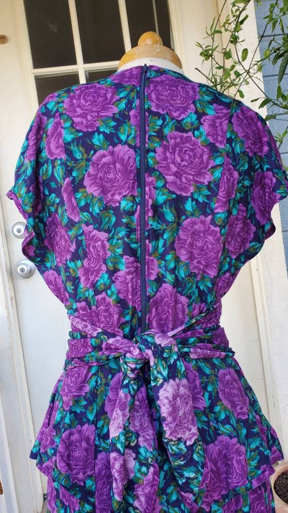 Vintage 1980s does 1940s peplum rose dress • small - image 4