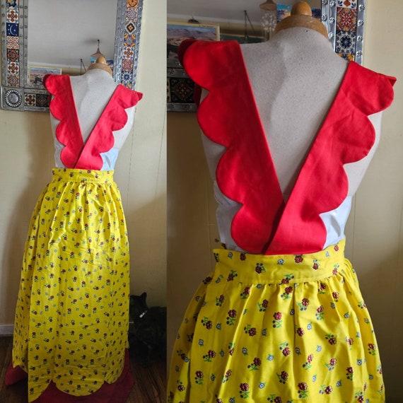 1970s Handmade pinafore apron dress - image 2