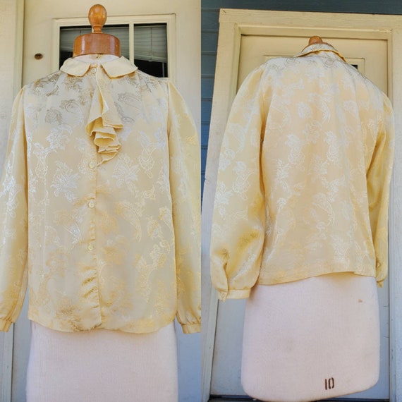 1970s golden yellow career blouse • s/m - image 9