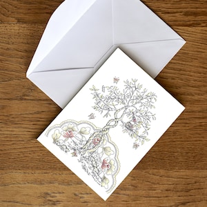Vœux tissés - Dessin à l’encre / Carte avec enveloppe
