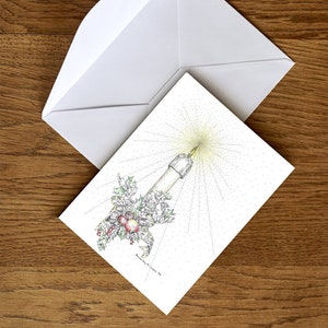 Glory of the Light - Dessin à l’encre/Carte de Noël avec enveloppe