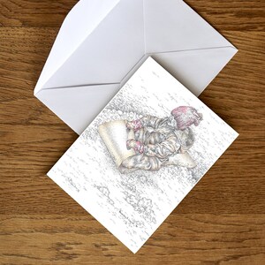 Dans la neige - Dessin à l’encre/Carte avec enveloppe