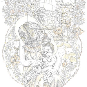 Path to Paradise - Tintenzeichnung/Weihnachtskarte mit Umschlag