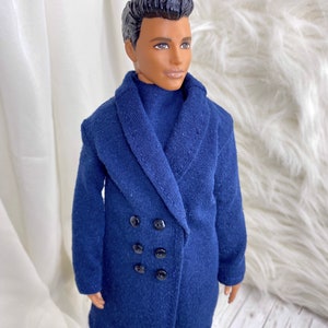 Handmade Long Navy Blue Coat for 11.5-inch Dolls