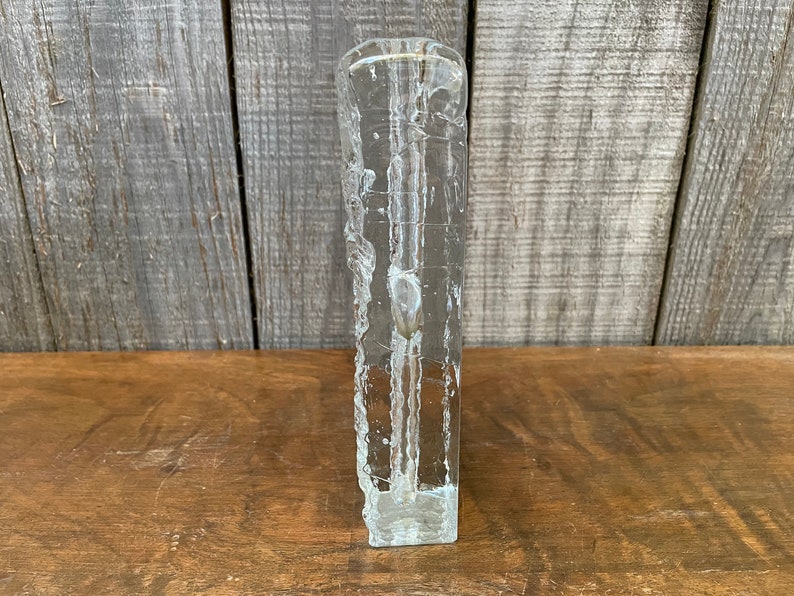 Vintage Scandinavian Design Ice Glass Bud Vase, Finland 1960's image 3