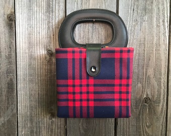1960's Collapsible Mod Plaid Tote Bag ~ Mad for Plaid!
