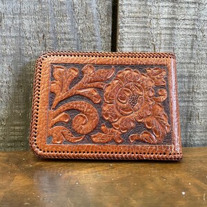 Vintage Hand Tooled Leather Wallet Pre-personalized for VON image 2