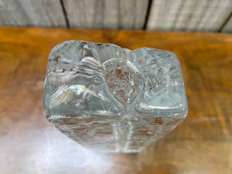 Vintage Scandinavian Design Ice Glass Bud Vase, Finland 1960's image 10
