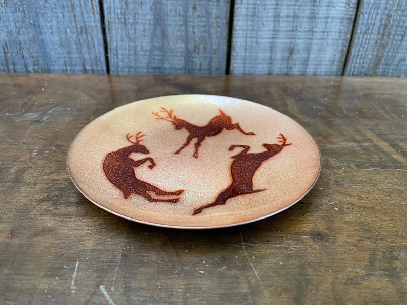 Decorative Enamelware Trinket Dish 3 Dancing Reindeer image 3