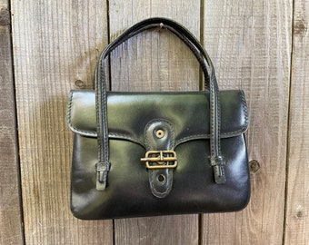 1950's May Company Black Leather Handbag ~ Made in Italy ~ Excellent Condition!