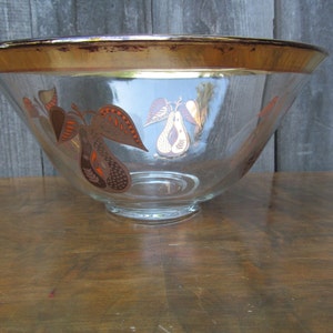 1950&#39;s Georges Briard &#39;Forbidden Fruit&#39; Gold Rimmed Glass Fruit/Salad Bowl