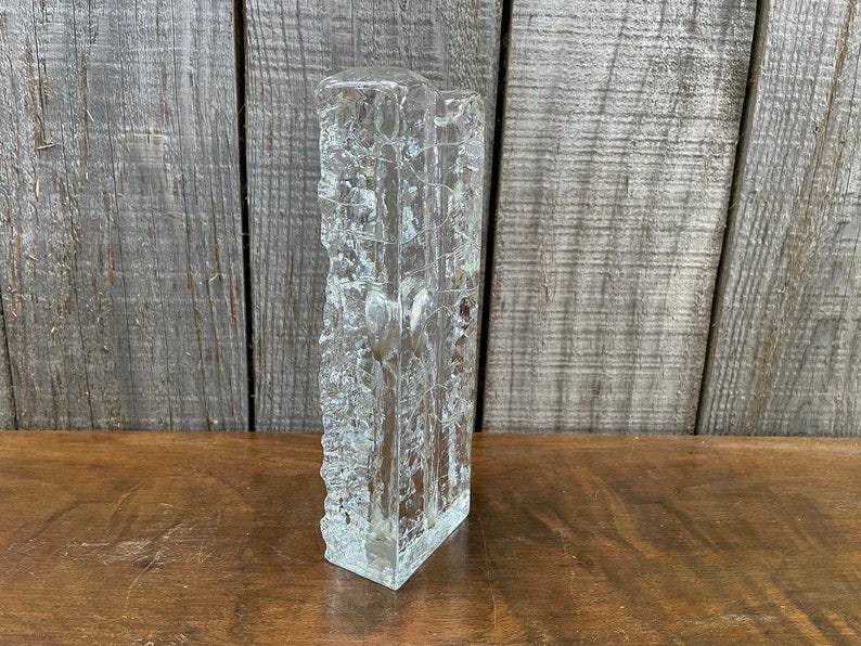 Vintage Scandinavian Design Ice Glass Bud Vase, Finland 1960's image 5