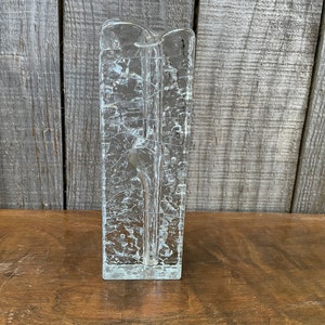 Vintage Scandinavian Design Ice Glass Bud Vase, Finland 1960's image 4