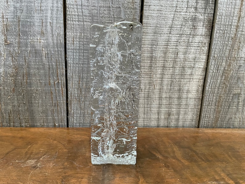 Vintage Scandinavian Design Ice Glass Bud Vase, Finland 1960's image 1