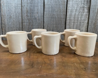 Set of 5 - 6oz. Tepco China USA coffee cups ~ Vintage Restaurant Ware Coffee Mugs ~ Diner Mugs