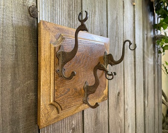 Wood Mounted Solid Brass Exotic Wild Animal Hooks ~ Key Rack ~ Accessory Rack ~ Peacock, Camel, Elephant