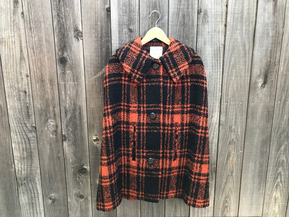 Glama Frost Wool Boucle Mod Plaid Cape ~ Very Gucc