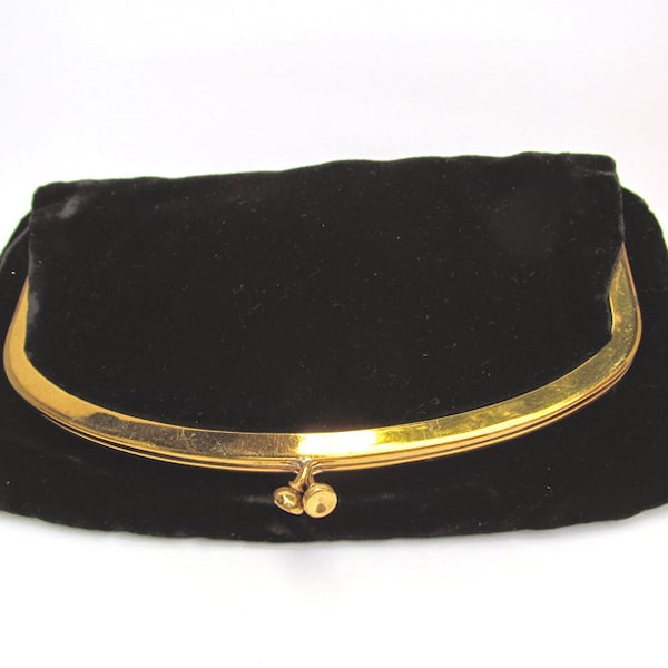 1950's Mel-Ton Black Velvet Evening Fold Over Clutch with Gold Clasp