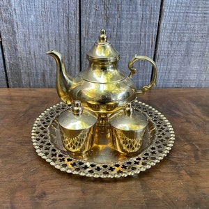 Krisna Brass Handicraft ~ Decorative Brass Teapot Set ~ Not a working teapot! ~ Made in Indonesia