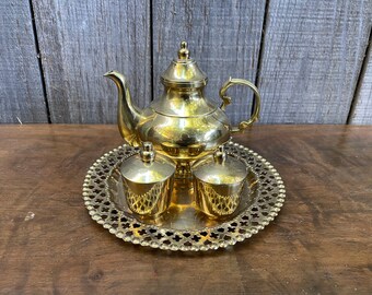 Krisna Brass Handicraft ~ Decorative Brass Teapot Set ~ Not a working teapot! ~ Made in Indonesia