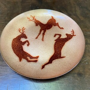 Decorative Enamelware Trinket Dish 3 Dancing Reindeer image 2