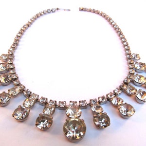 1950's Chic Crystal Clear Rhinestone Choker, Bib Necklace image 1