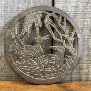 Mid Century Brass ~ Solid Brass Trivet or Plant Stand ~ Duck Motif