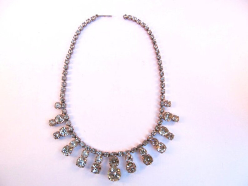 1950's Chic Crystal Clear Rhinestone Choker, Bib Necklace image 2