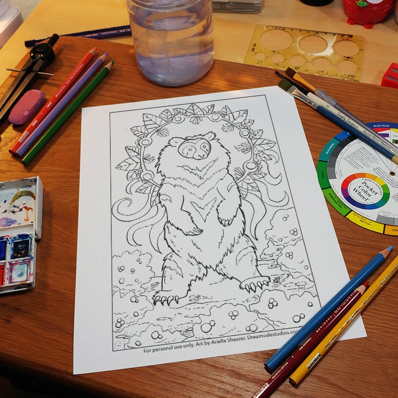 Bear Spirit Animal Digital Coloring Page//Spirits Animals | Etsy