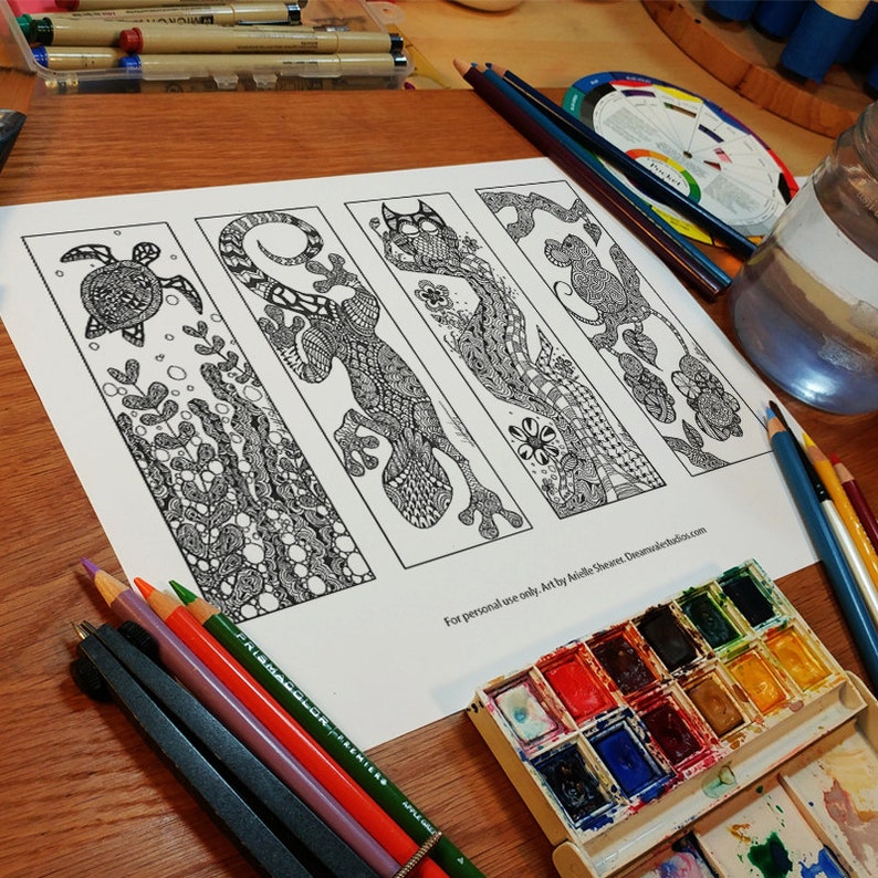 Animal Bookmark Set 1 Coloring Page//Digital Forest Critters Etsy