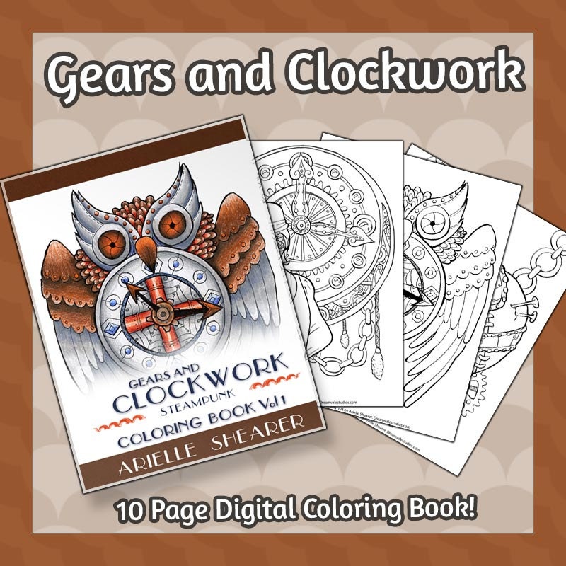 Download Gear And Clockwork Coloring Book Printable Digital Steampunk Etsy