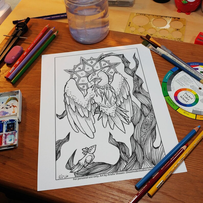 Download Coloring Page Vulture Spirit Animal // Animals Coloring for | Etsy