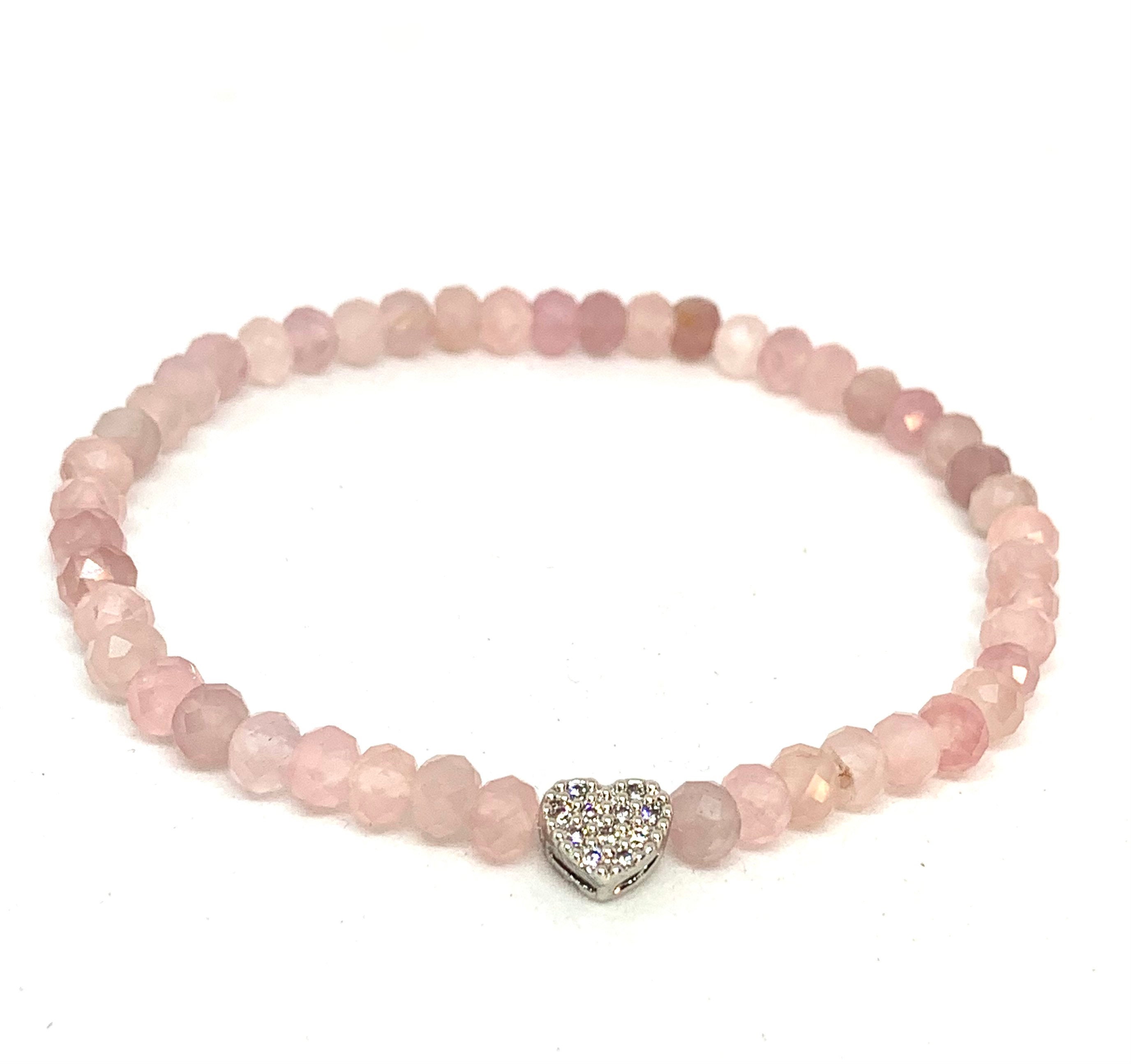 Rose Quartz Bracelet Pink Gemstone Bracelet Dainty Stone Bracelet