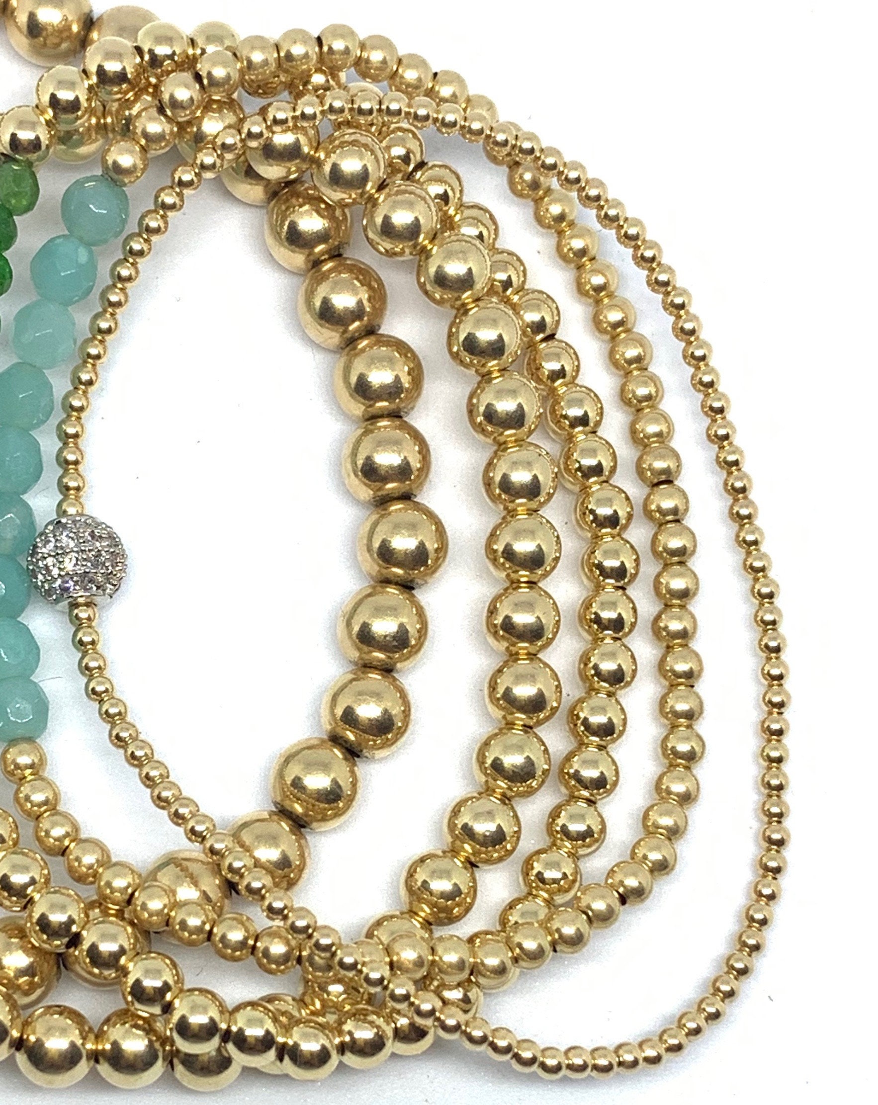 2mm 14k Gold Filled Beaded Bracelets 2mm Gold Beaded