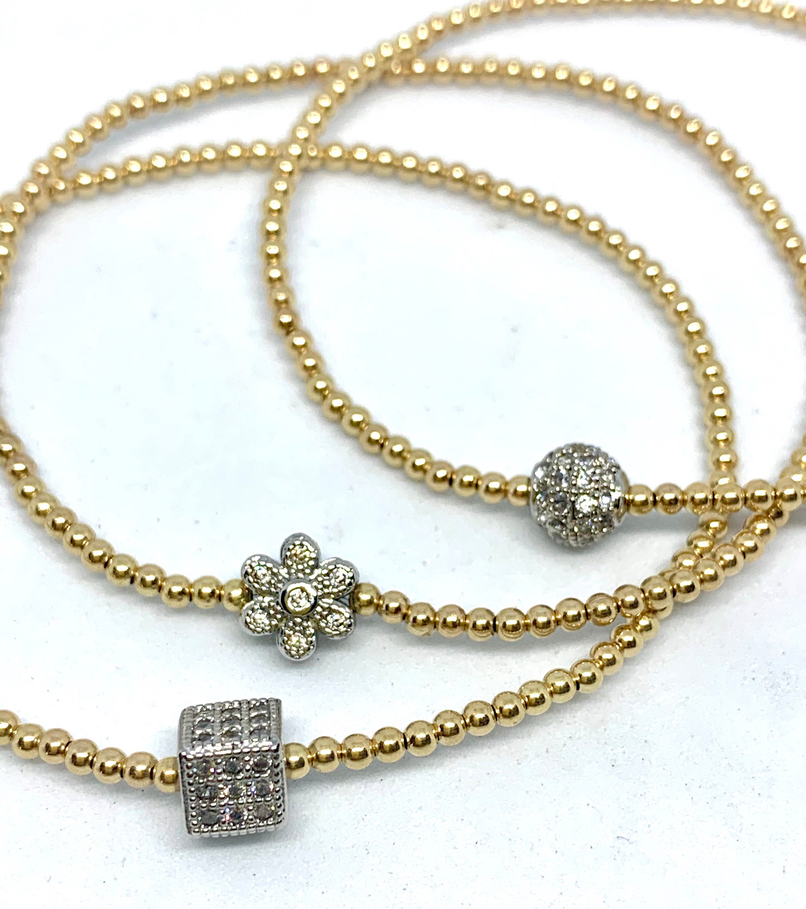 2mm 14k Gold Filled Beaded Bracelets 2mm Gold Beaded BraceletLayer