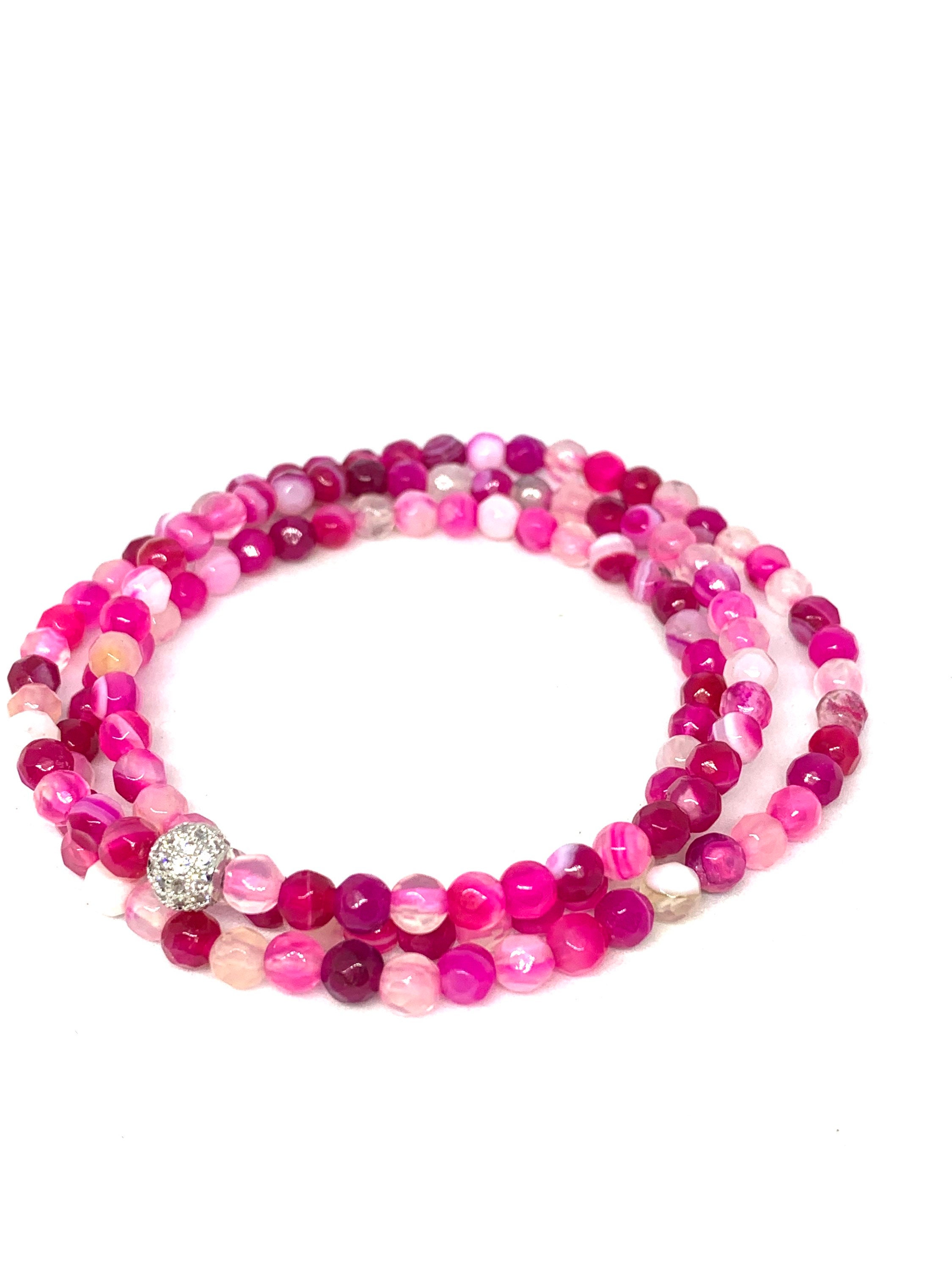 Pink Agate Bracelet Pink Stone Bracelet Pink Beaded Bracelet