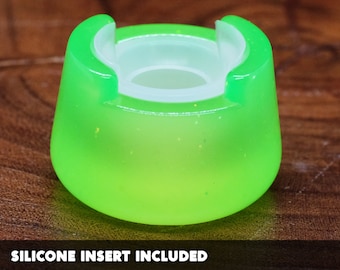 Bubble cap holder with included silicone insert: slime green - great for carb caps, dab tools