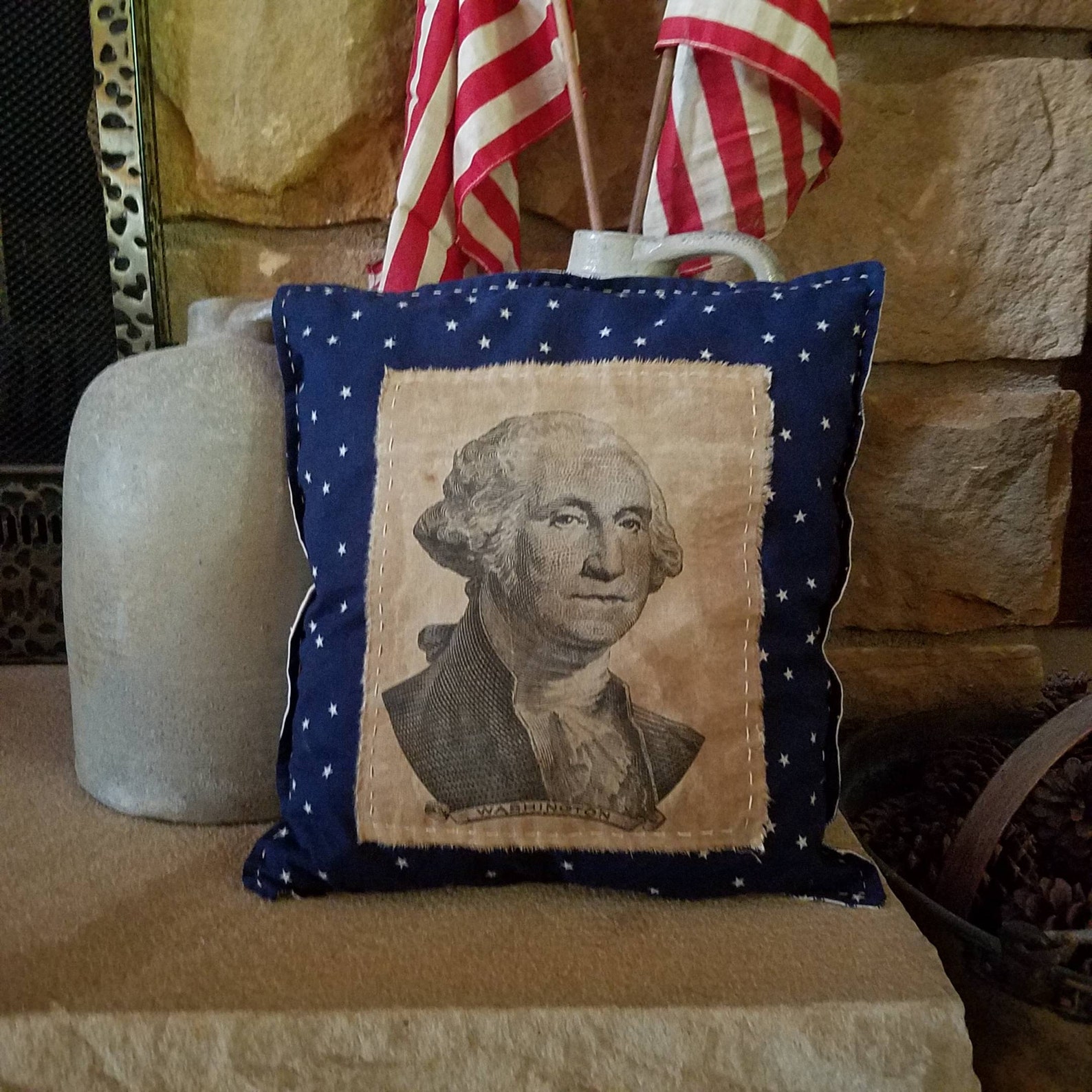 Primitive Handmade Washington & Abe Lincoln Pillows Etsy