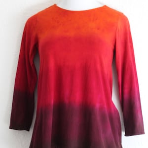 Ombre Asymmetrical Tunic, Tank, Short or Long Sleeved, hand dyed clothing