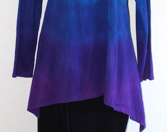 Ombre Asymmetrical Tunic, Tank, Short or Long-Sleeved, hand dyed clothing