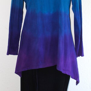 Ombre Asymmetrical Tunic, Tank, Short or Long-Sleeved, hand dyed clothing