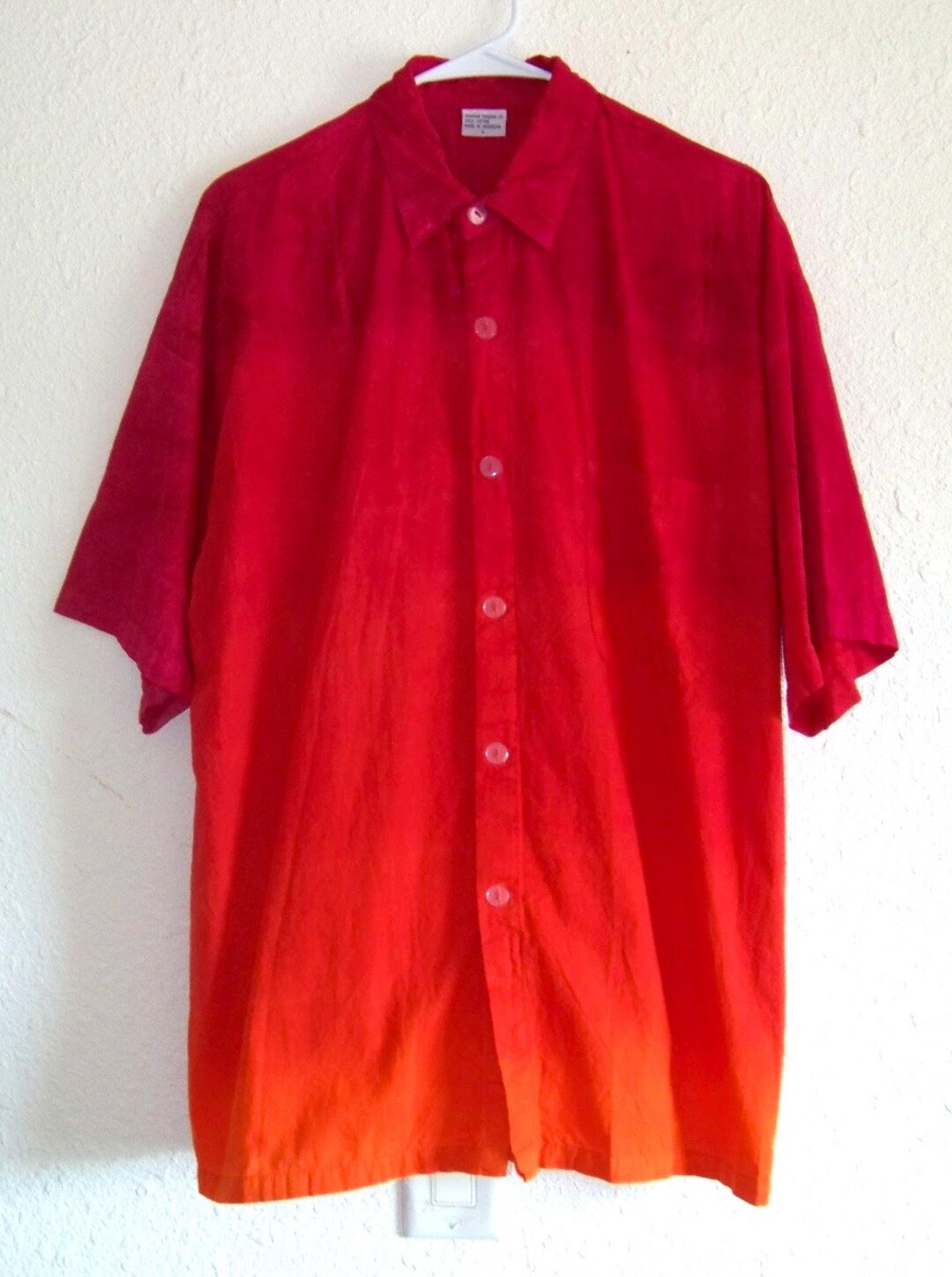 Dark Pink and Orange Ombre Dyed Men's Maui Style Cotton Shirt Etsy