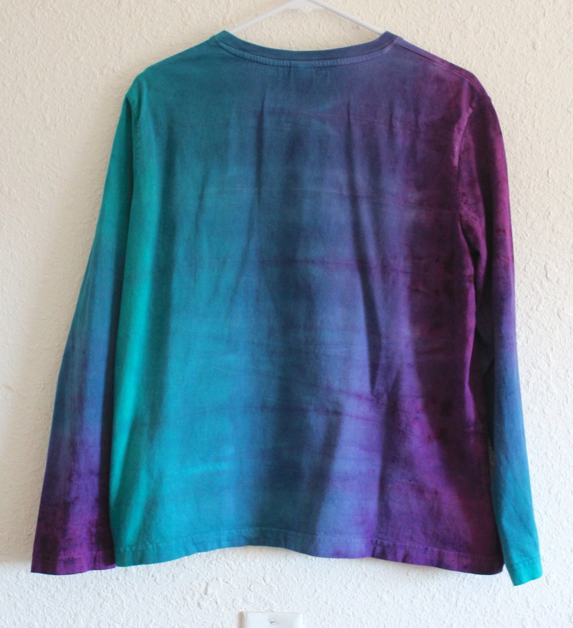 Purple, Blue and Aqua Ombre Dyed Women's Crew Neck Long Sleeve Jersey ...