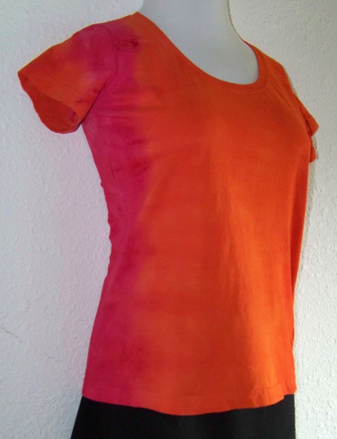 Pink and Orange Ombre Dyed Scoop Neck Womens Tee Etsy