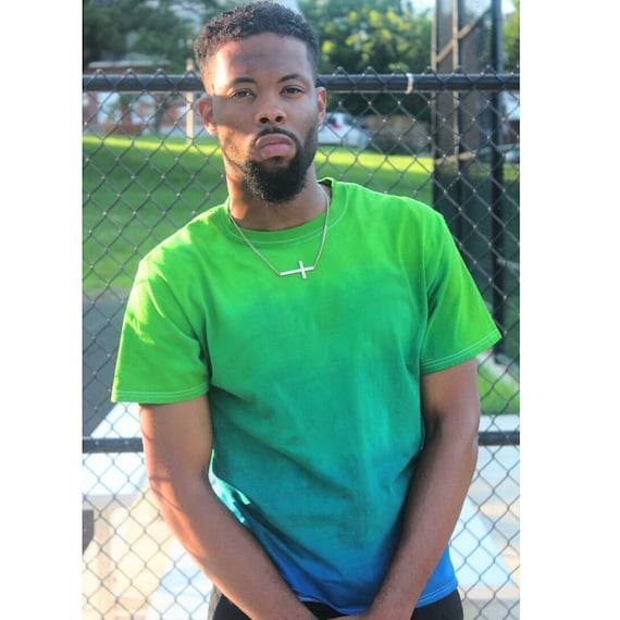 Green and Blue Ombre Dyed Men's Crew Neck T-shirt - Etsy Green and Blue Ombre Dyed Men's Crew Neck T-shirt - Etsy