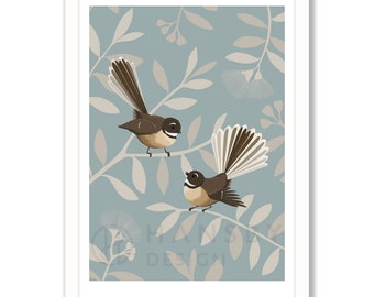 Nya Zeeland Fantail par - Giclee konsttryck