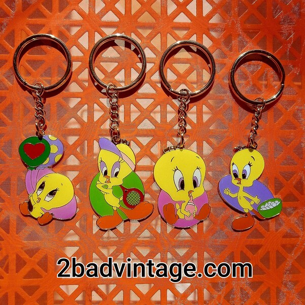 Key Chains Vintage 80s Tweety Bird Four Retro Collectible key chains "I tawt I taw a puddy tat!"