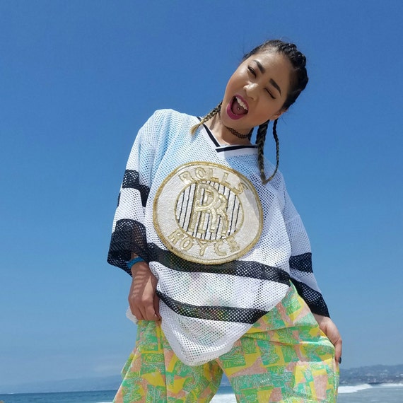 Mesh tee Custom R. Royce Logo Patch 90s Sequins b